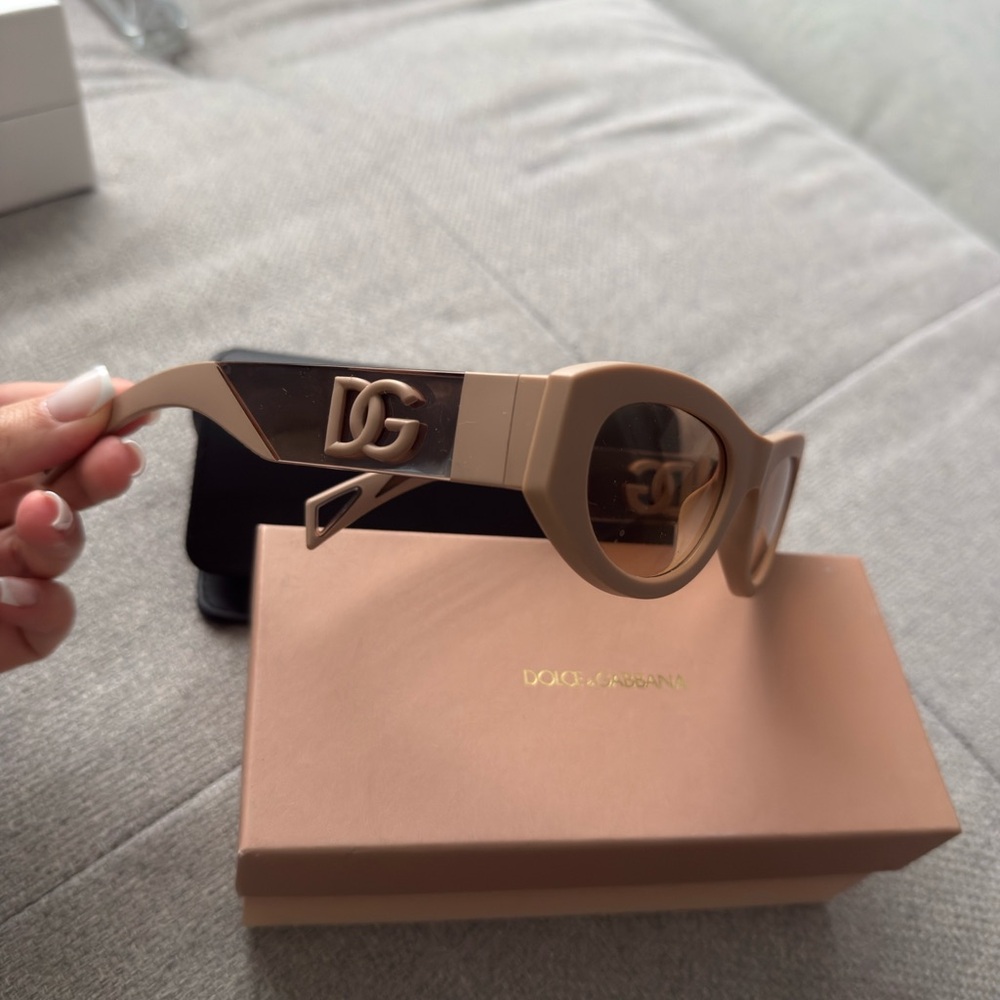 Dolce & Gabbana Tan Chunky Frame Sunglasses